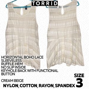Torrid boho lace ruffle top